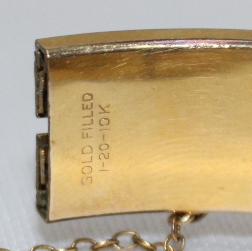 Antique Victorian 10K Gold Filled Enamel Taille D'Epargne Buckle Bangle Bracelet - Picture 4 of 8